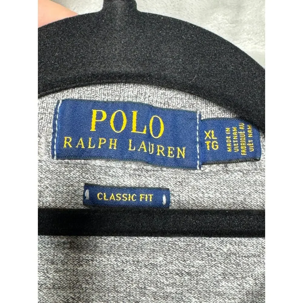 Polo Ralph Lauren Polo Shirt Men XL Gray Heather Classic Fit Pique Cotton Preppy